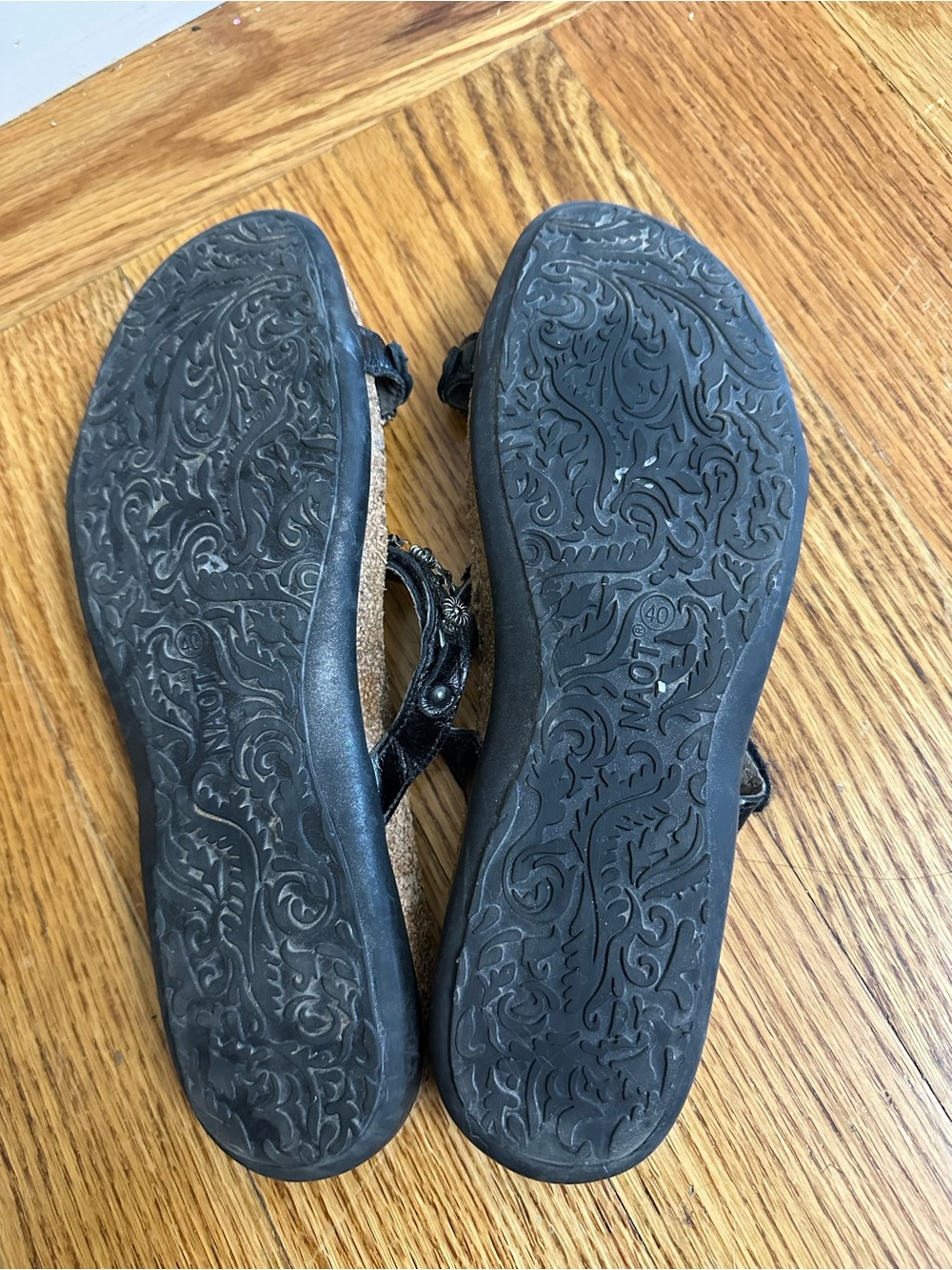 Naot Mona Leather Floral Jeweled Sandals- Black - Picture 10 of 14